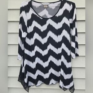 Peter Nygard Monochrome Chevron Tunic Black & White Sz PM